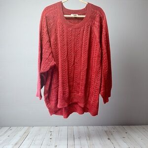 Athleta Rich Red Cable Knit Sweater